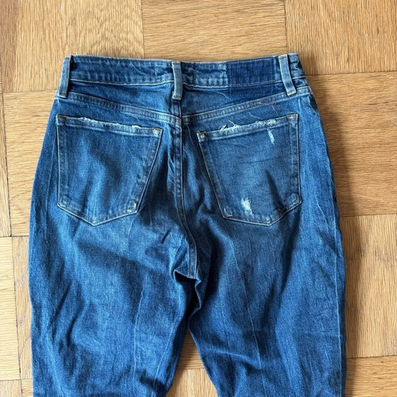 Abercrombie & Fitch Size 28 6L High Rise Long Mom Jeans Blue Distressed Denim - Picture 3 of 10